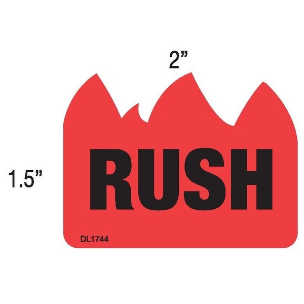 Decker Tape Products Label, DL1744, RUSH, 11/2" X 2" DL1744 Zoro